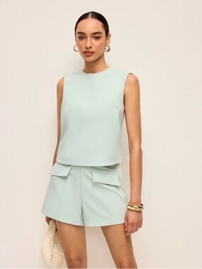 Commense Mint Tailored High-Waist Bermuda Shorts and Top Set